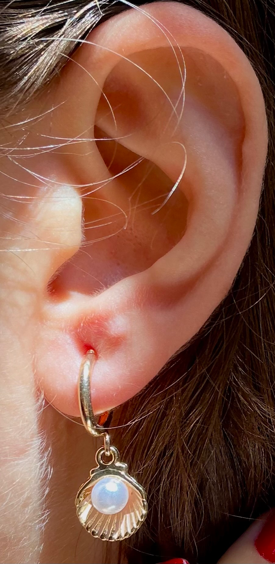 گوشواره صدف مروارید طلایی
